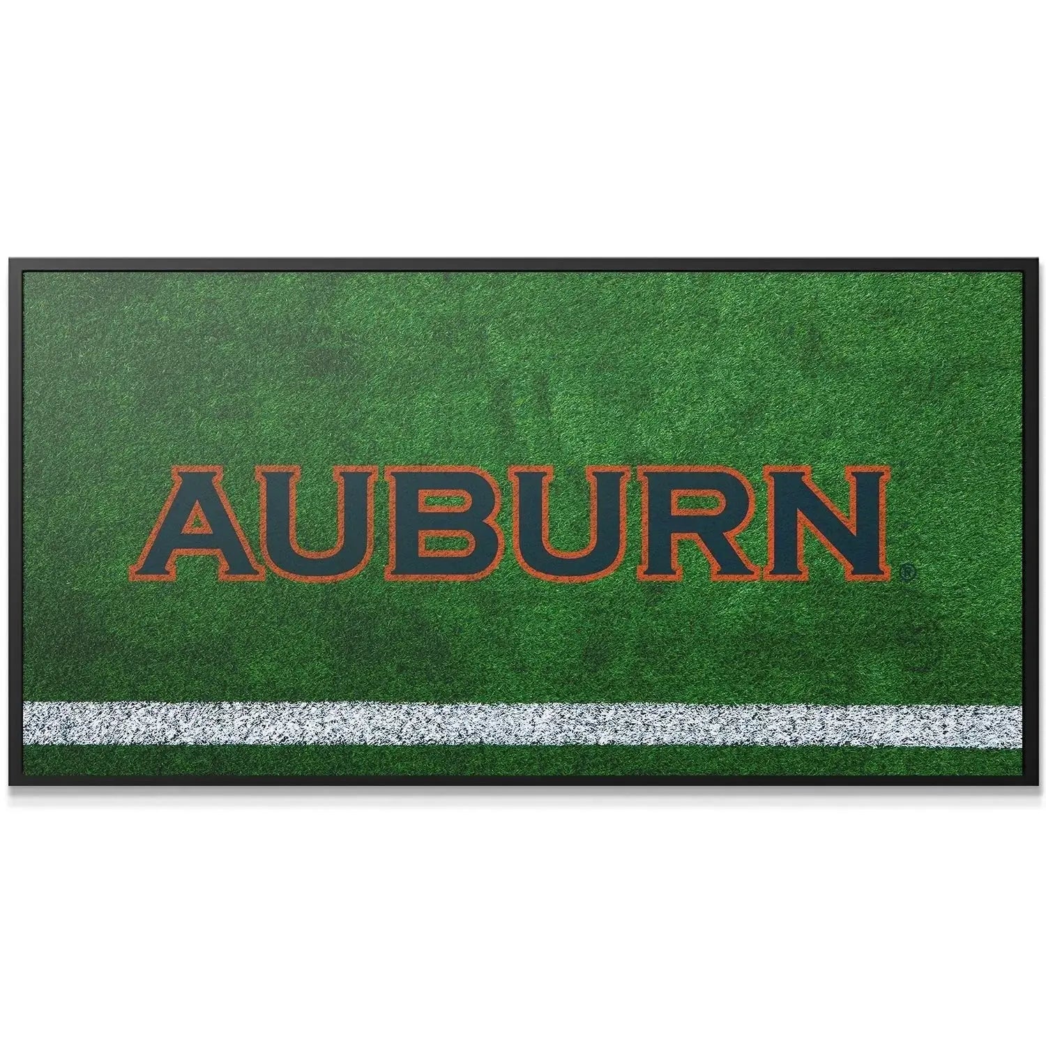 Detailed close-up of the orange and navy paint texture on the Auburn - Field Logo lettering.