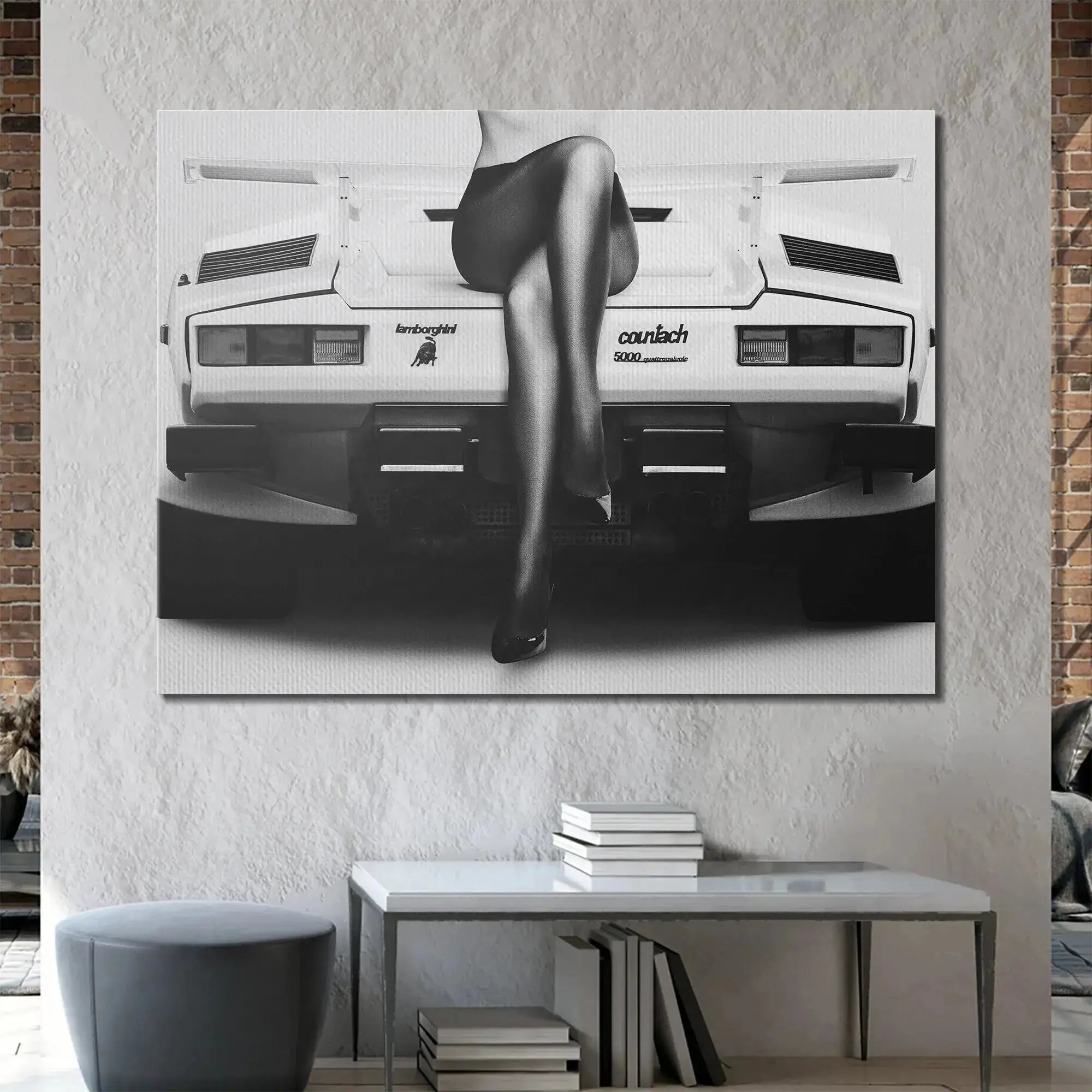 Low angle view capturing the massive rear tires and diffuser beneath the Countach Back End.