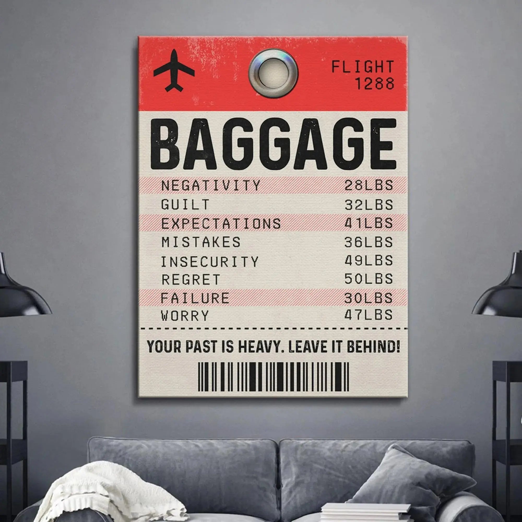 High-resolution texture shot emphasizing the distressed paper look of the psychological Baggage Tag artwork.