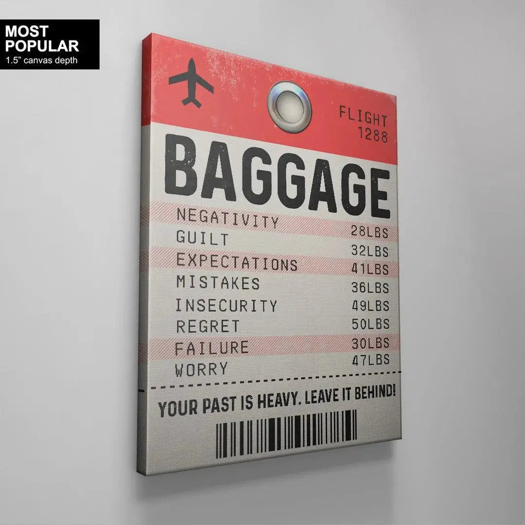 Macro view of the barcode section at the very bottom of the inspirational Baggage Tag poster.