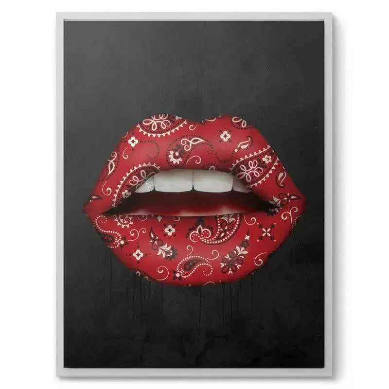 Full frontal view of the iconic Bandana Lips artwork on a gallery-wrapped canvas.