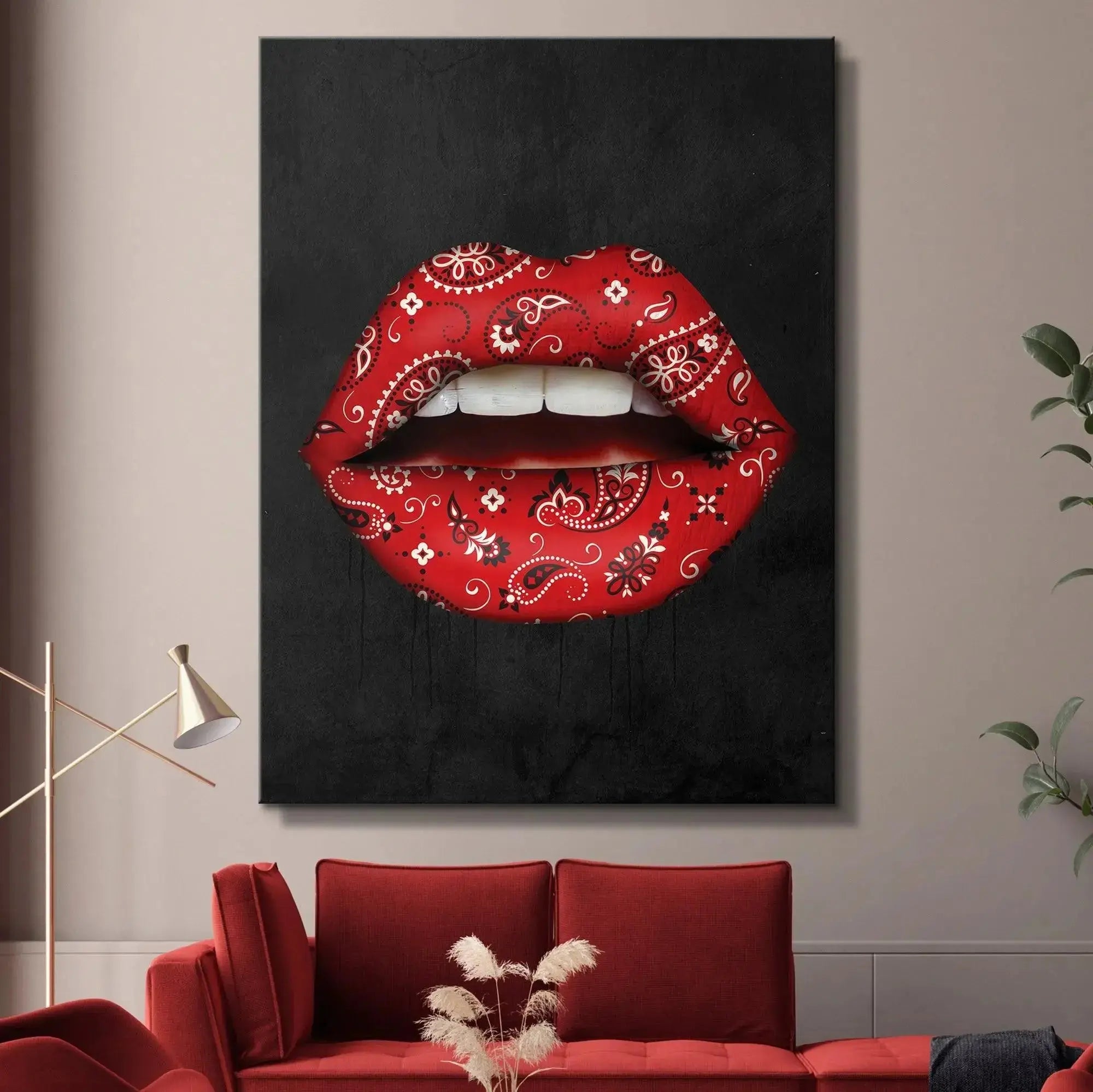 Urban pop art style rendering of the provocative Bandana Lips design.