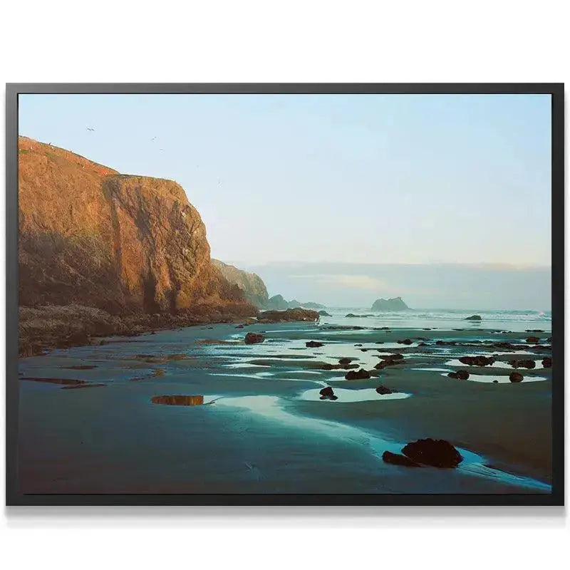 Close-up texture of the reddish-brown sea cliffs featured in the Bandon photo print.
