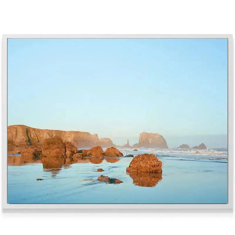 Low angle perspective showing the expansive blue sky meeting the hazy horizon in 'Bandon Blues'.