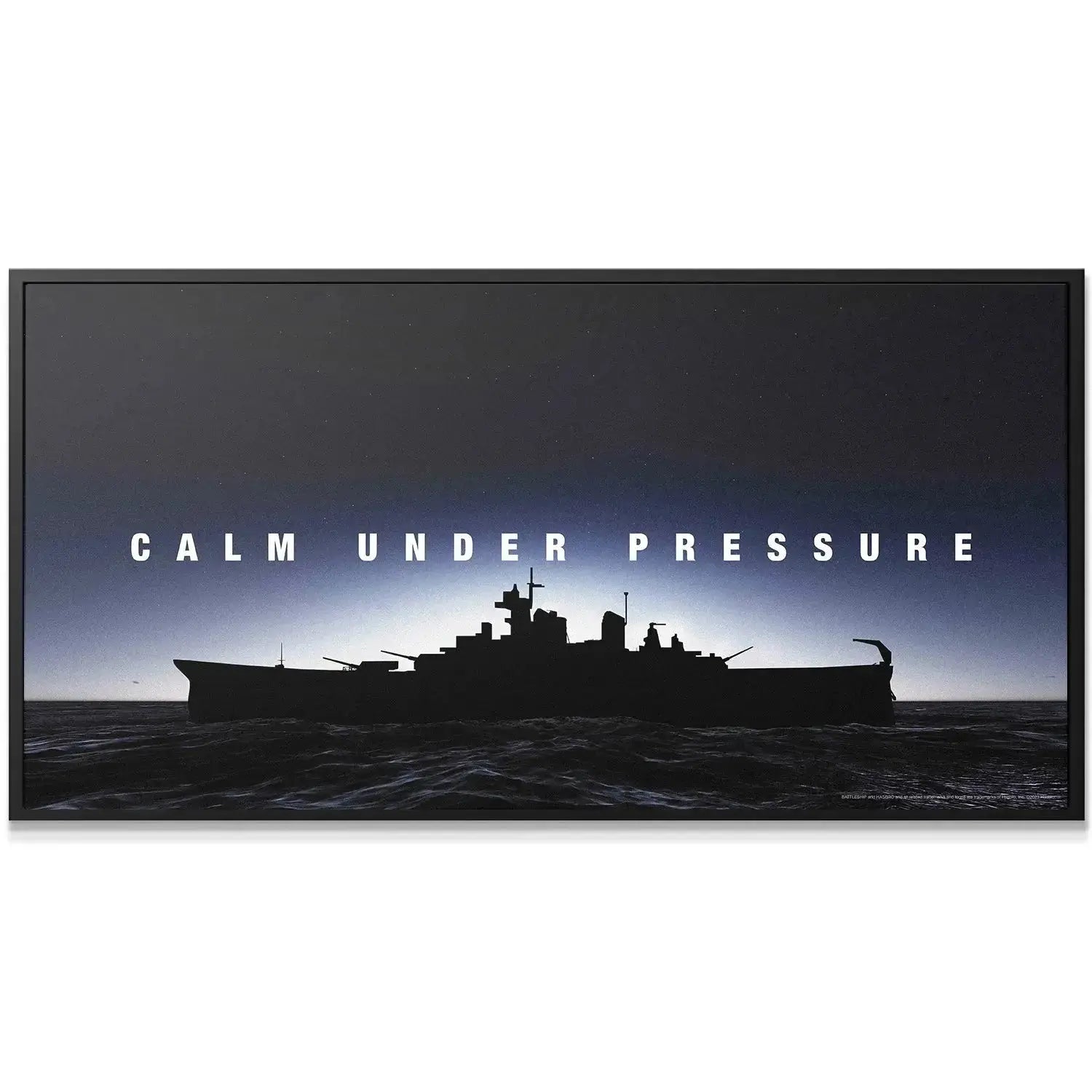 Close-up detail of the battleship's superstructure and guns, emphasizing the dark texture in Battleship - Calm Under Pressure.