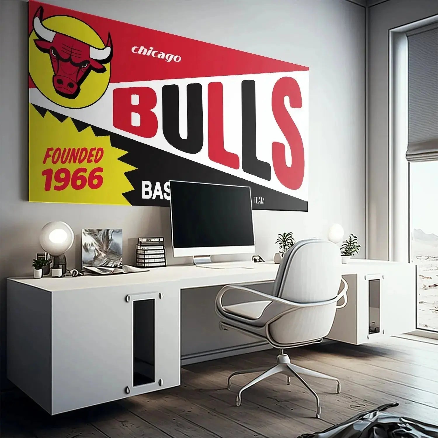 Texture simulation of the glossy finish on the Chicago Bulls logo applied to the Bazooka - Bulls wrapper aesthetic.