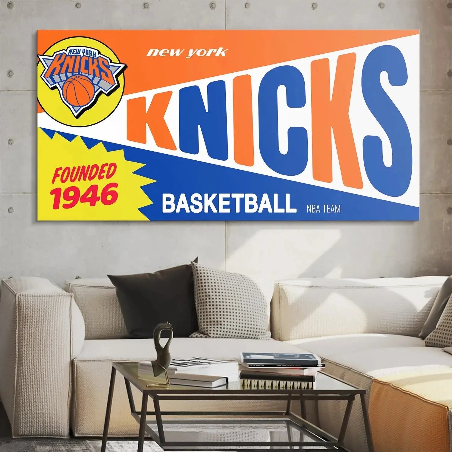 Corner angle shot emphasizing the thick lines of the KNICKS lettering in the Bazooka - Knicks design.