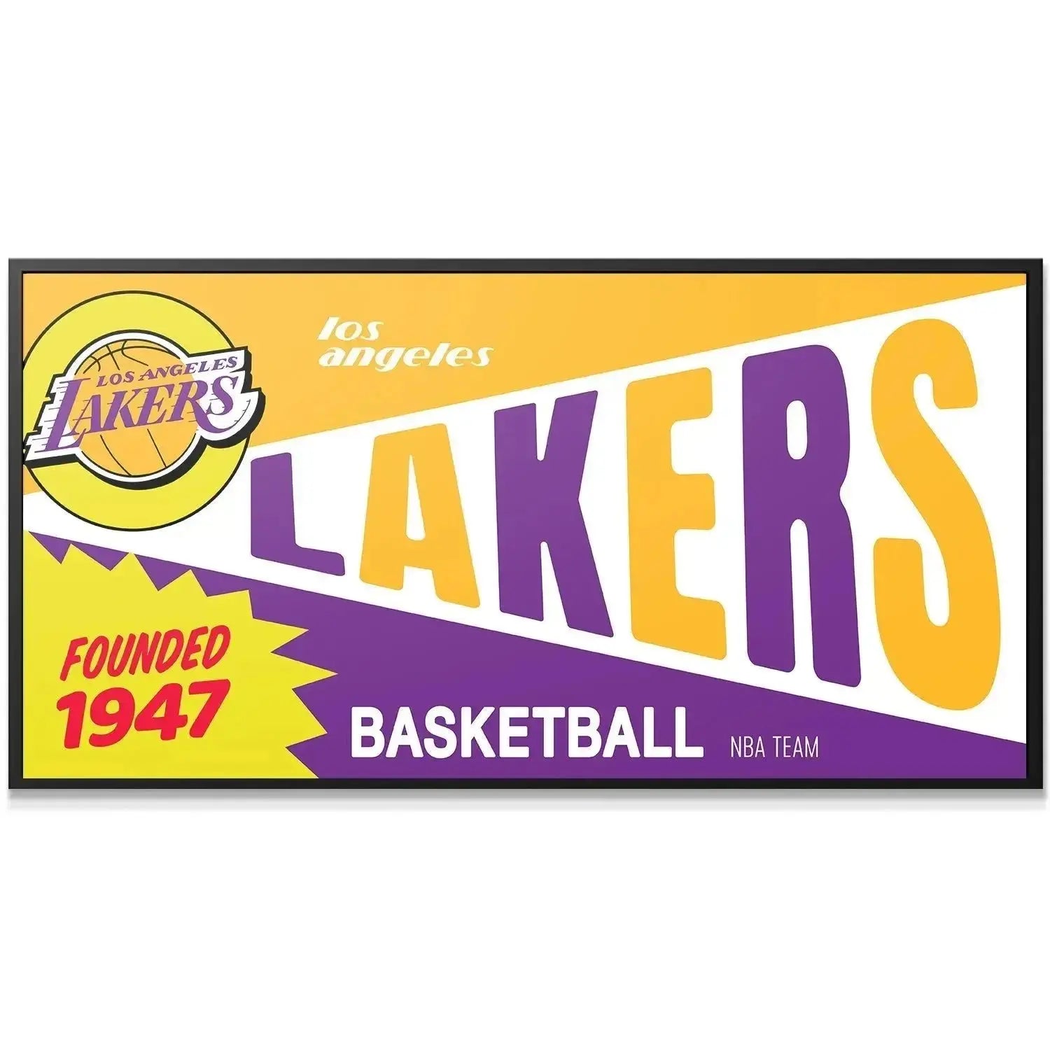 Full rectangular display of the vintage Bazooka - Lakers print with white border.