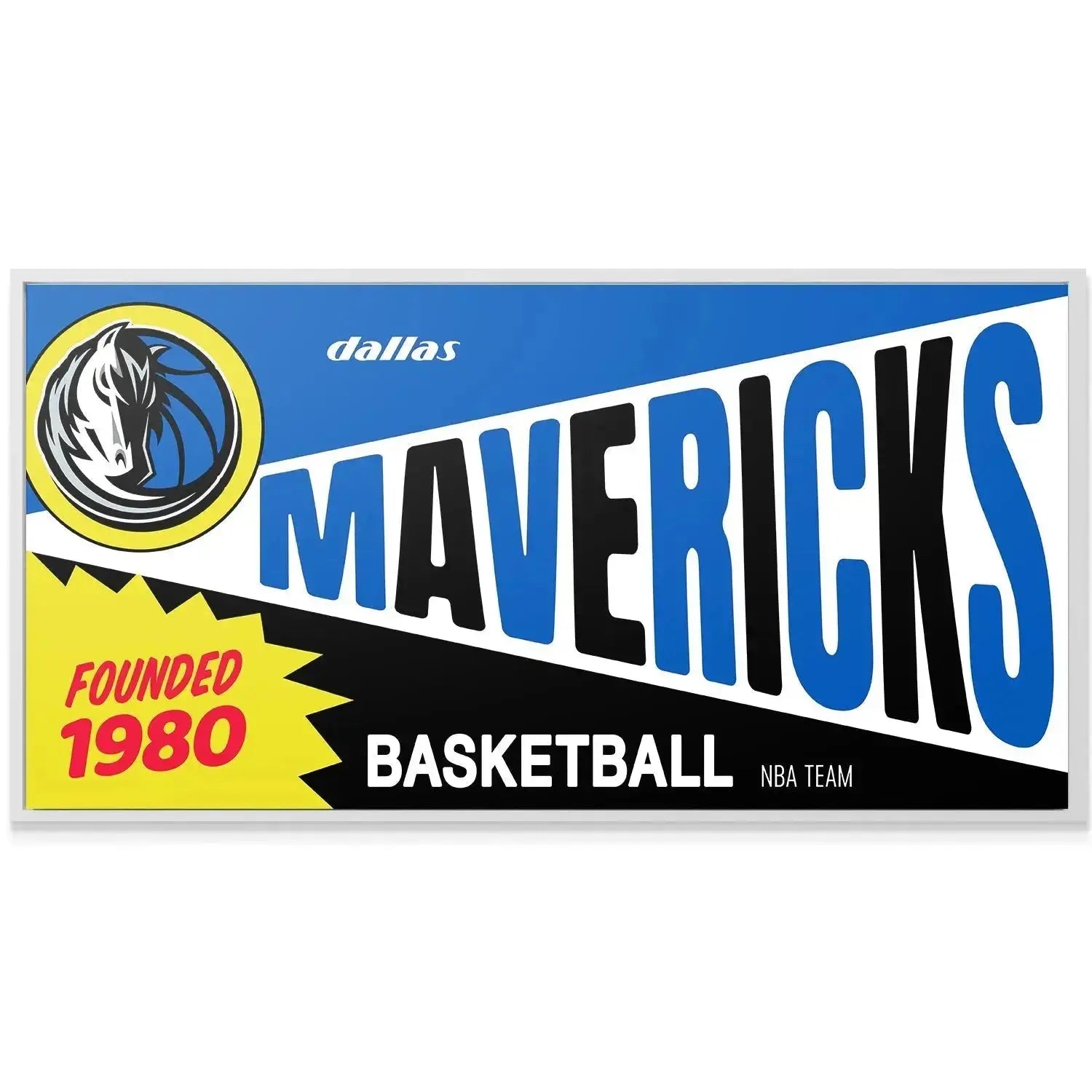Detailed close-up of the horse head logo and 'dallas' text within the Bazooka - Mavericks visual emblem.