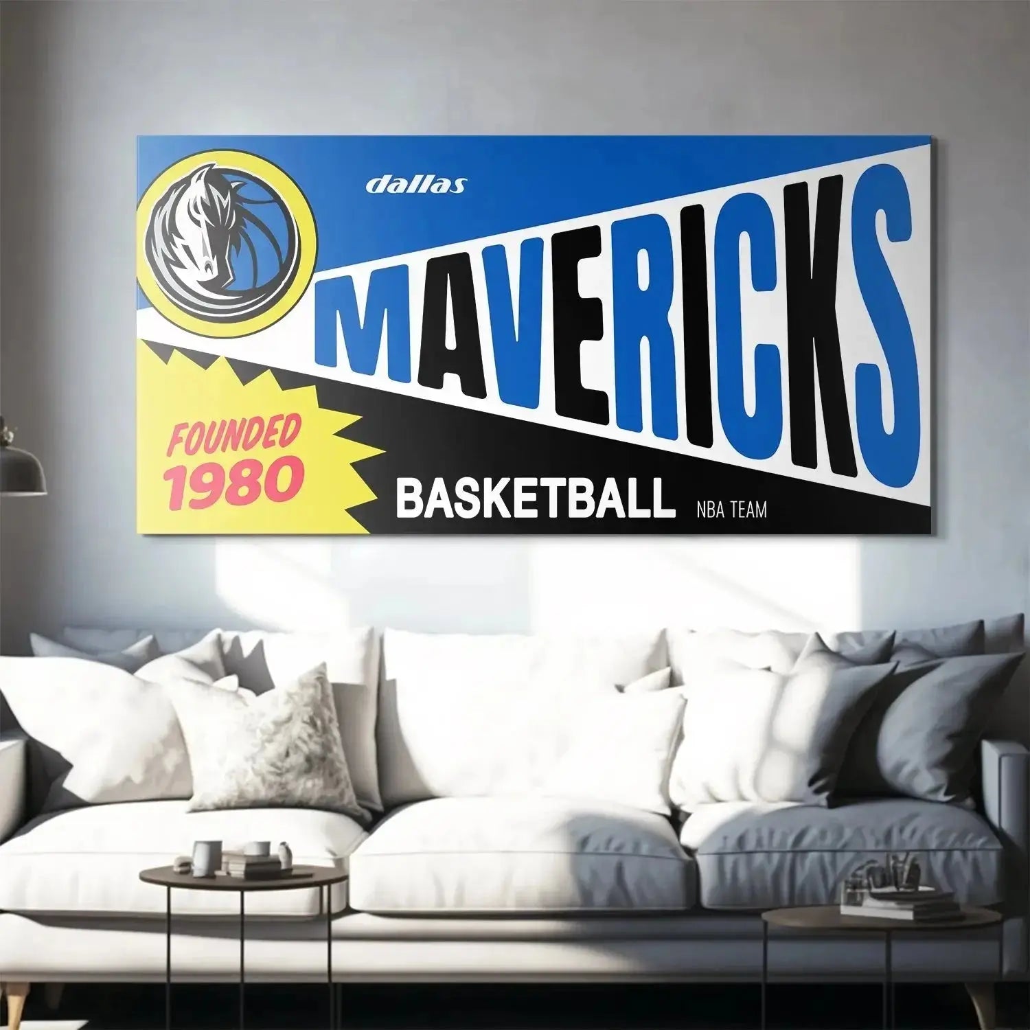 Diagonal angle highlighting the bold, black and blue 'MAVERICKS' text treatment on the Bazooka - Mavericks banner.