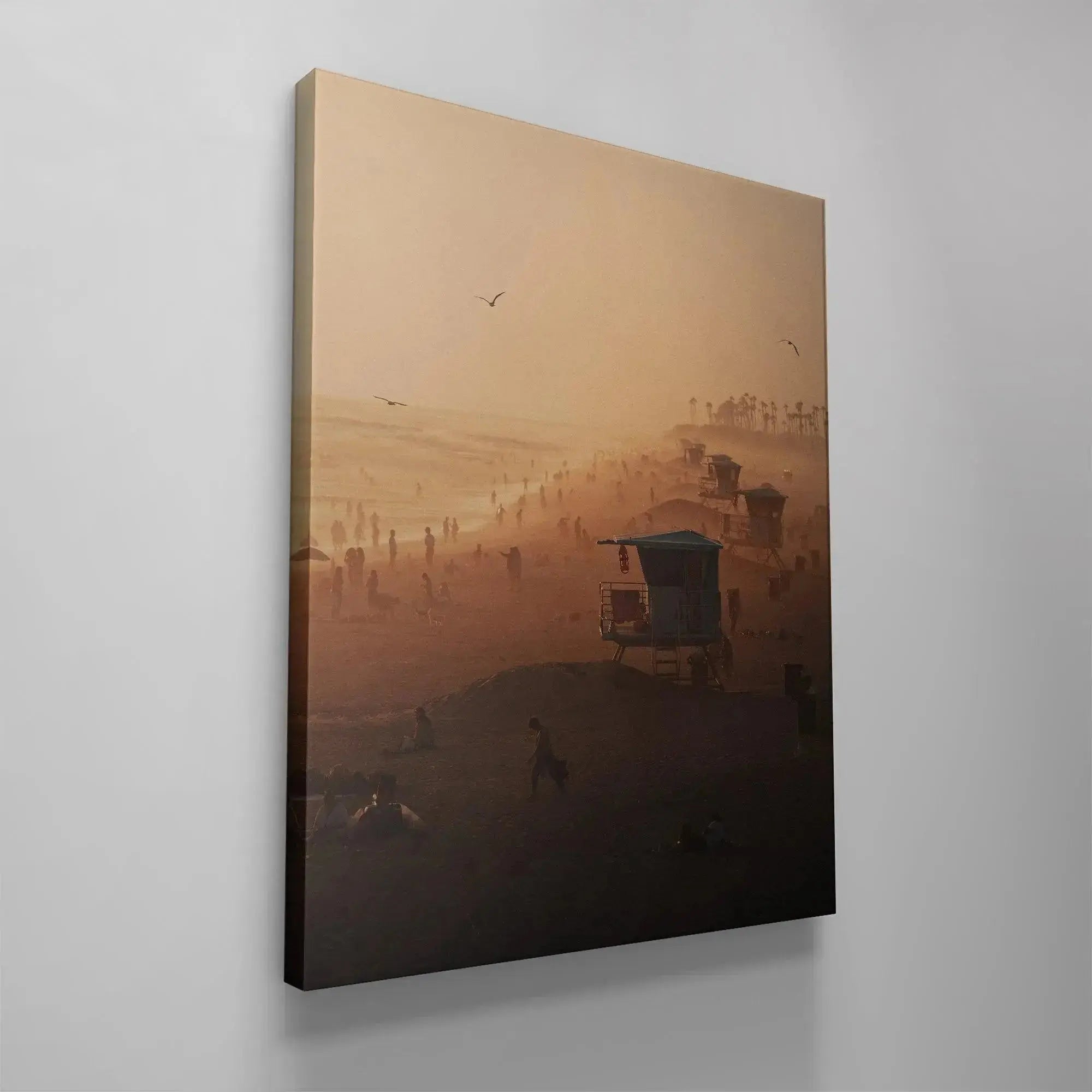 Vertical orientation of the vintage-toned Beach Zombies photography print.