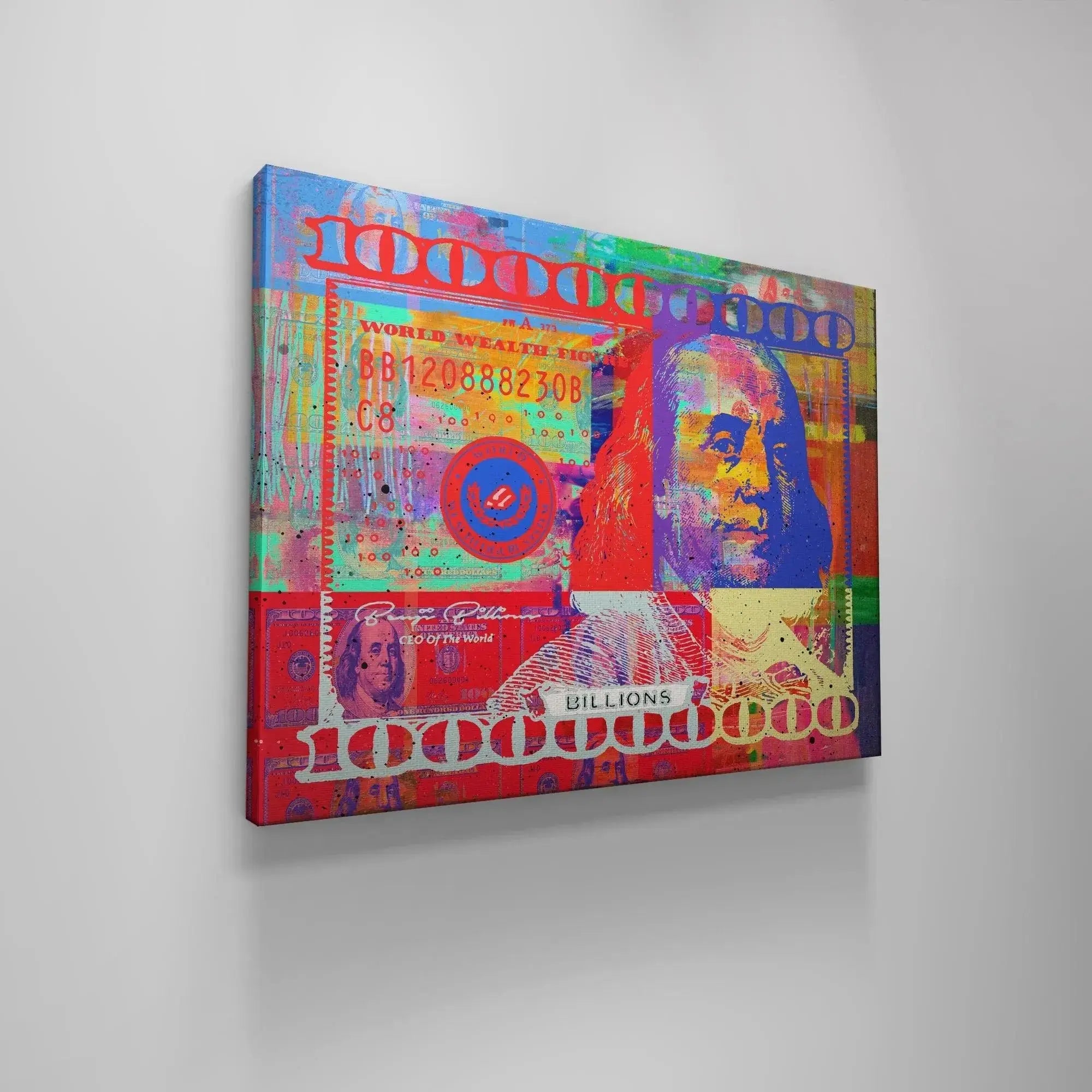 Abstract expressionist details and serial number elements incorporated into the Benji Billions design