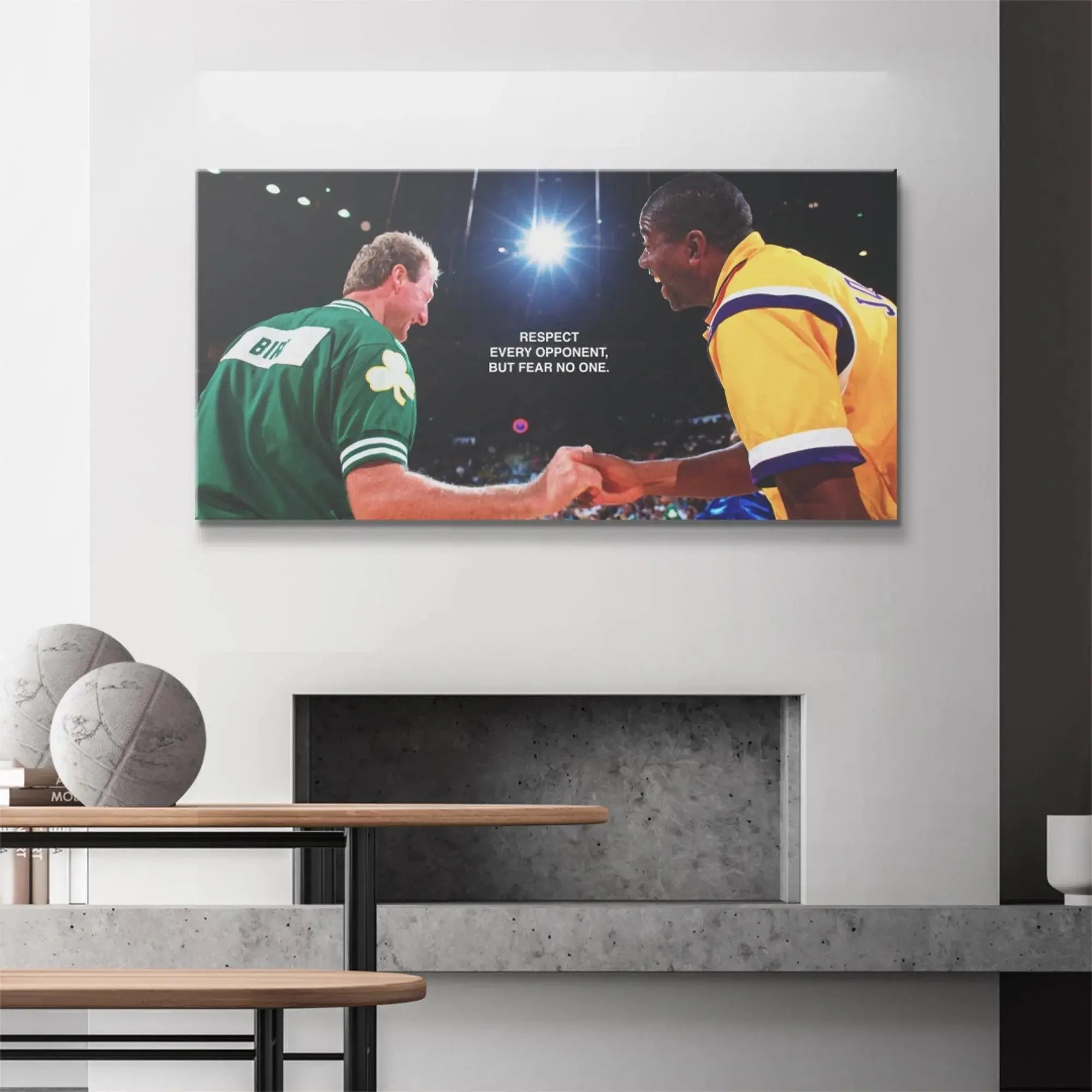 Overhead stadium lighting glare highlighting the intensity of the moment shown in Bird & Magic - Respect.