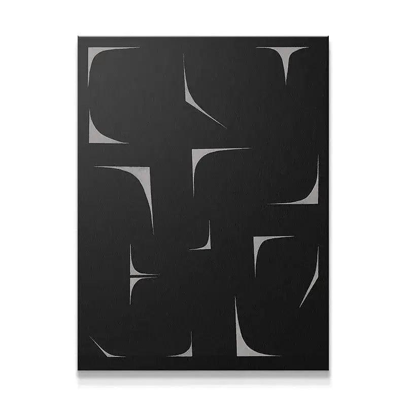 Full frontal view of the high-contrast geometric artwork Black Agalma.