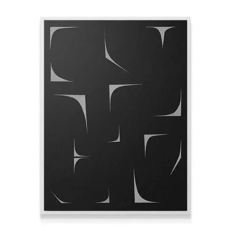 Corner perspective of the Black Agalma highlighting the subtle silver reflective shapes.