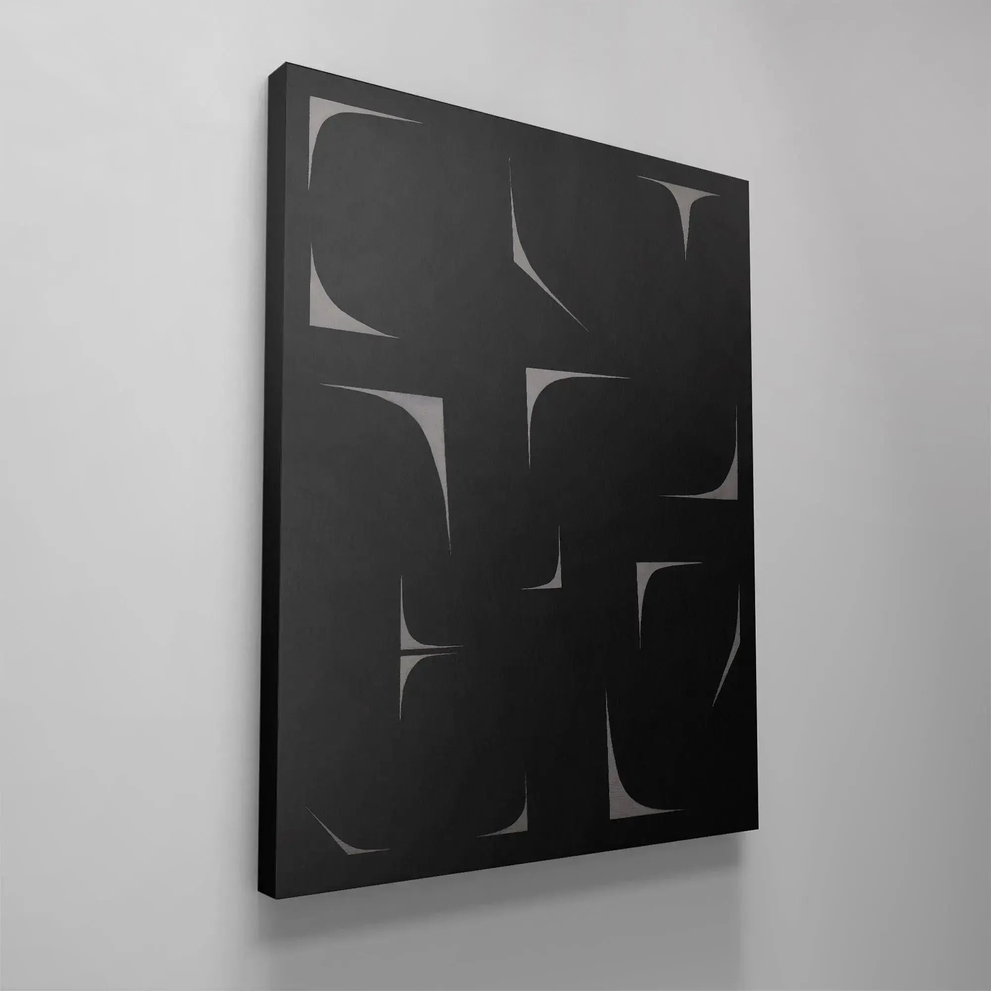 Vertical orientation of the framed Black Agalma wall decor in a gallery setting.