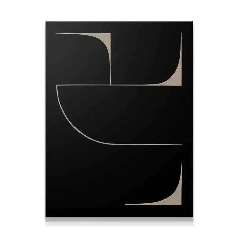 Full frontal view of the striking Black Eidos minimalist abstract wall art.
