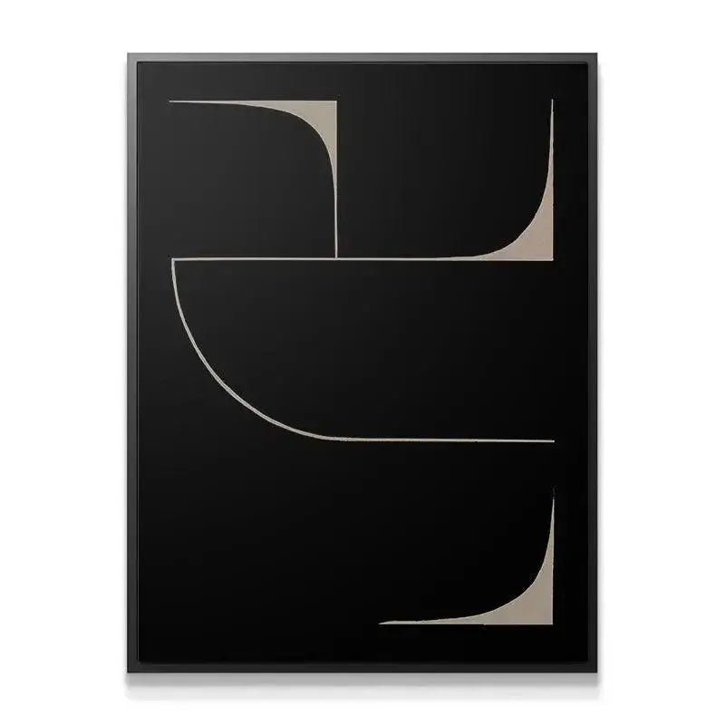 Close-up of the upper-right beige curved detail on the Black Eidos canvas.