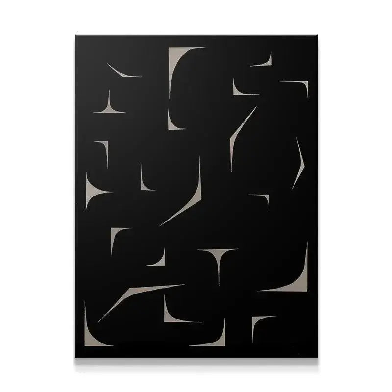 Full view of the Black Jule abstract canvas art emphasizing overall geometric composition.
