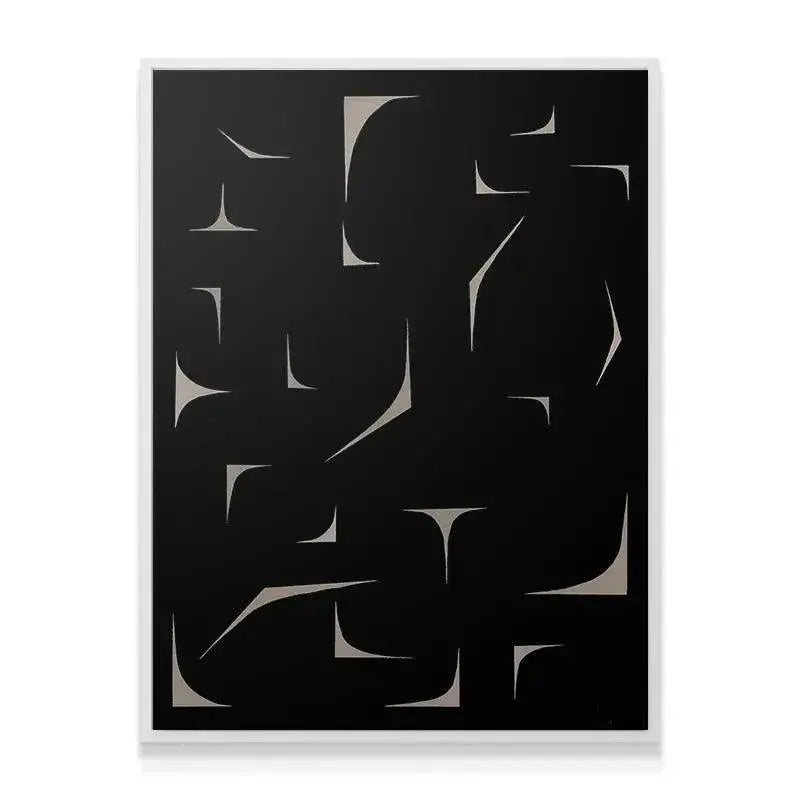Black Jule artwork displayed vertically in a modern, minimalist living room setting (lifestyle shot).