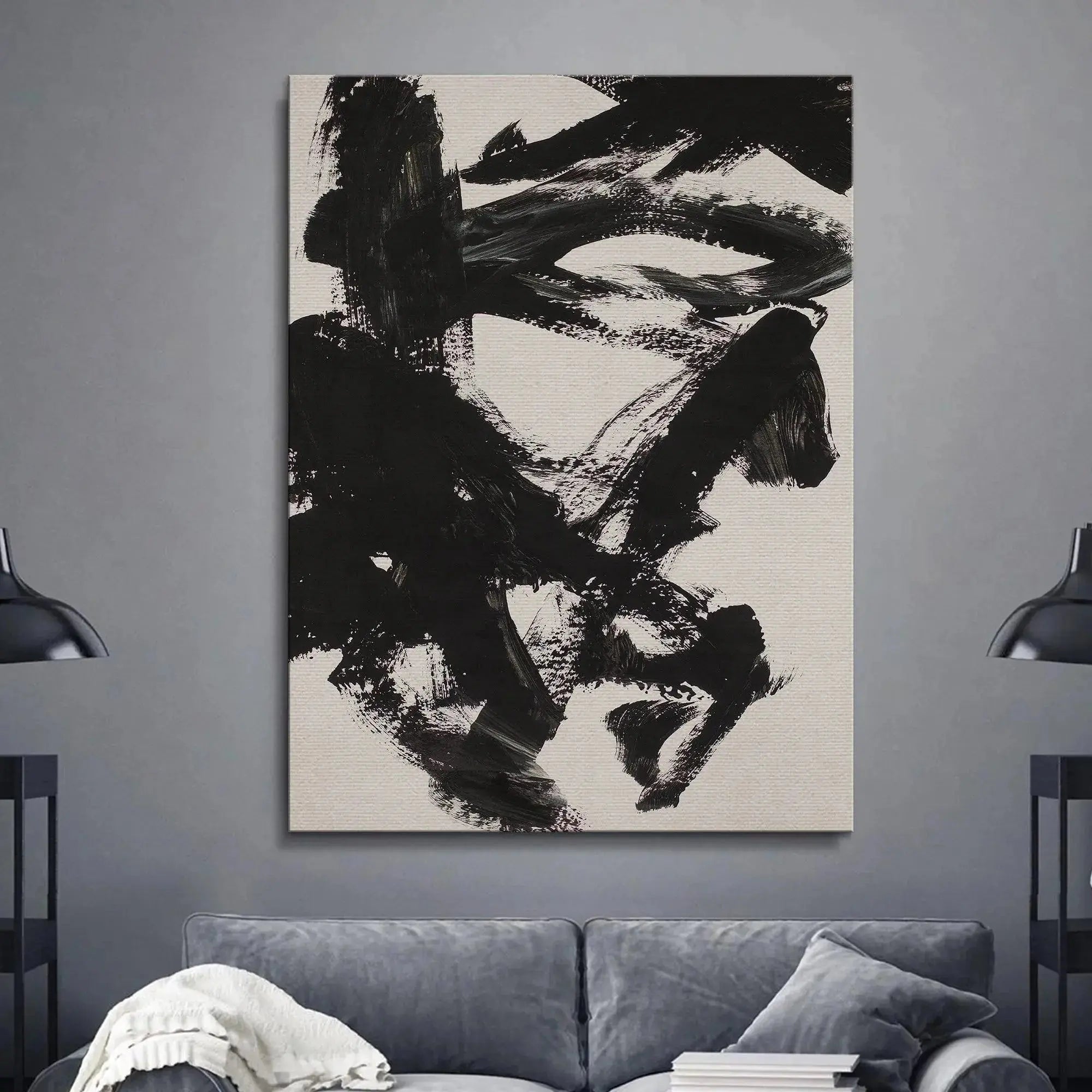 Detail focusing on the upper left quadrant of the swirling Black Smoke design and ink density.