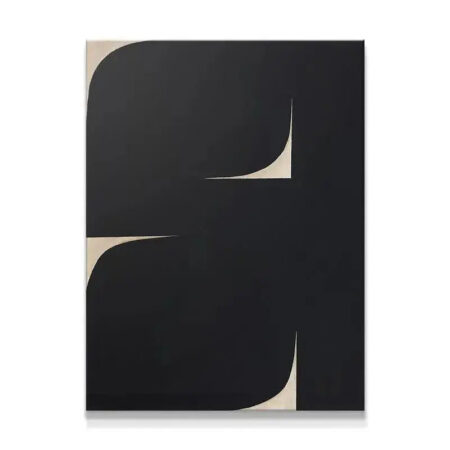 Full vertical view of the abstract geometric Black Soh painting emphasizing contrast