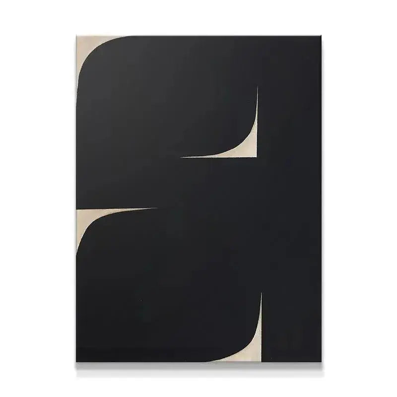 Full vertical view of the abstract geometric Black Soh painting emphasizing contrast