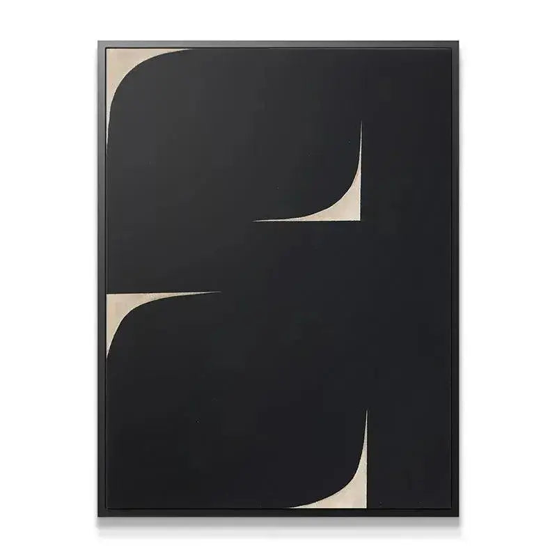 Close-up detail of the rounded top corner texture on the Black Soh canvas art