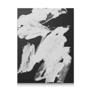 Full view of the abstract 'Black Stroke' canvas art emphasizing high contrast.