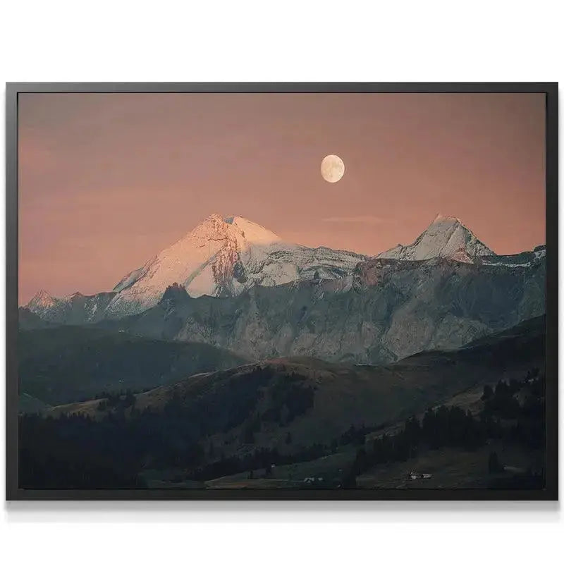 Ethereal pink and orange sky backdrop illuminated by the central Blood Moon