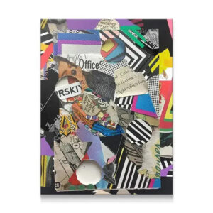 Full view of the abstract collage artwork 'Boogie Down Bass' showcasing its intense color palette.
