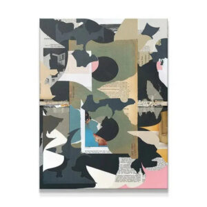 Full frontal view of the highly textured abstract mixed-media collage 'Bouts'.