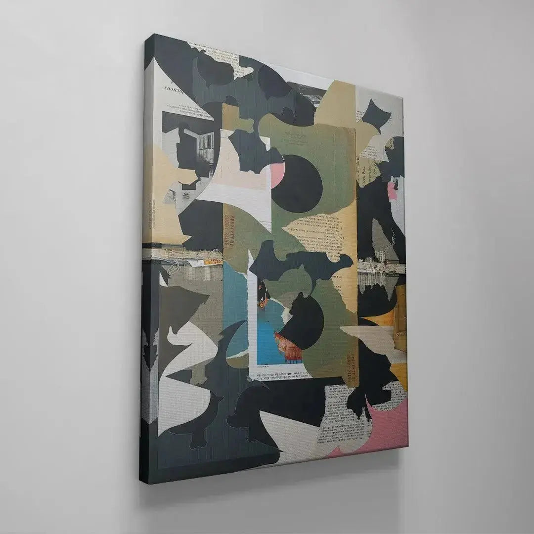 Lifestyle context image of the stunning artwork 'Bouts' hanging in a modern gallery setting.