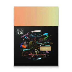 Full view of the 'Brains Nest' abstract art print, showing the gradient top and black base.