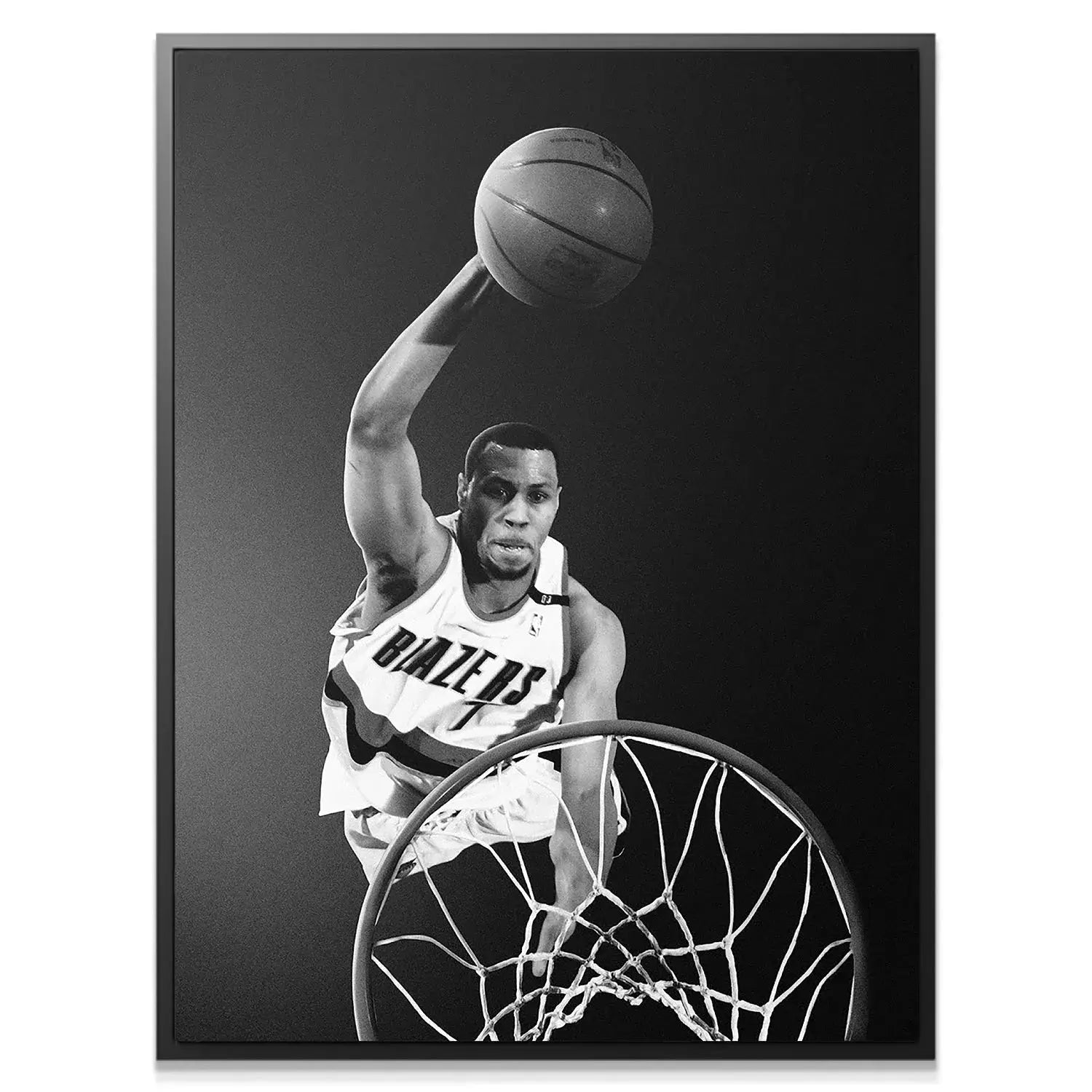 Close-up view of Brandon Roy - Dunk #1 showing his determined facial expression and strong grip on the basketball.