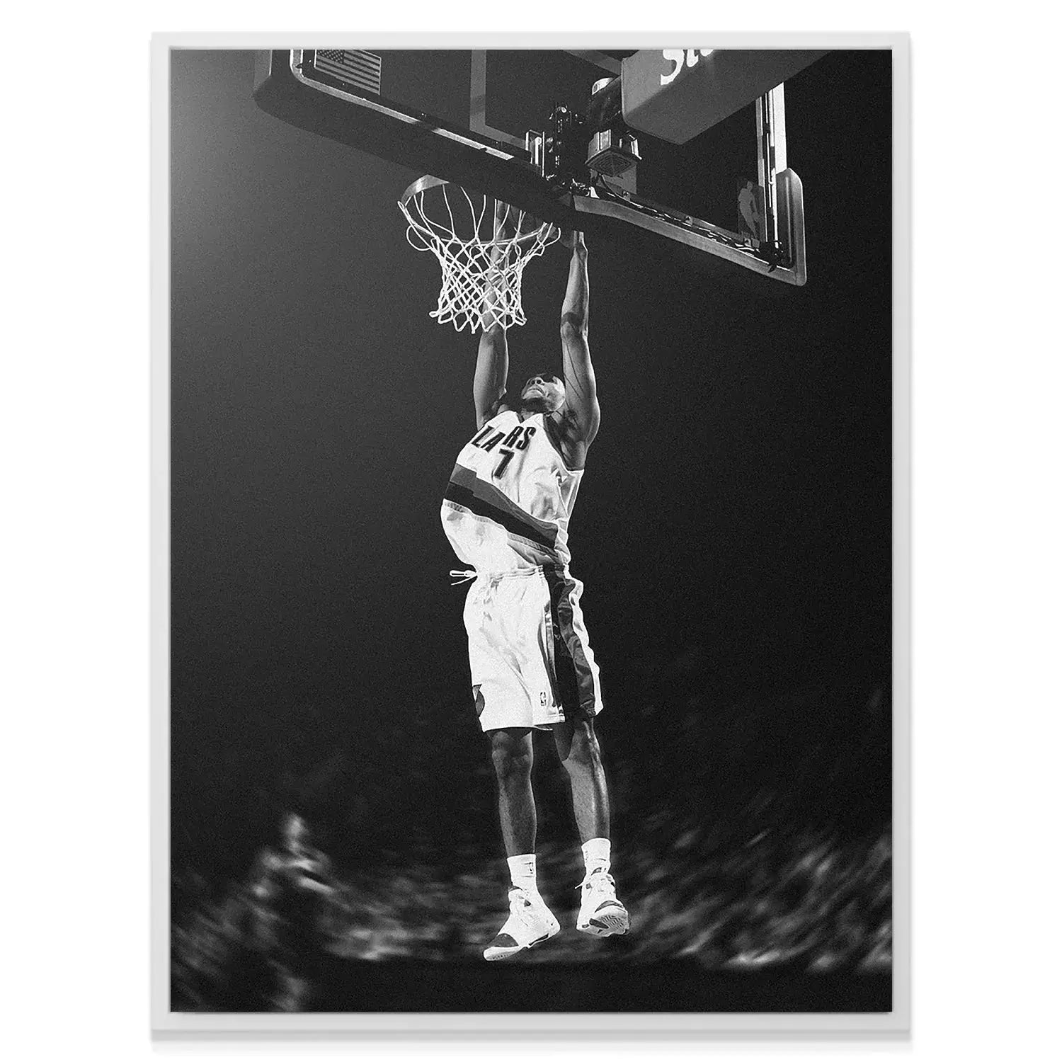 Wide view of the basketball court environment and dramatic spotlighting used in the photo, Brandon Roy - Dunk #2.