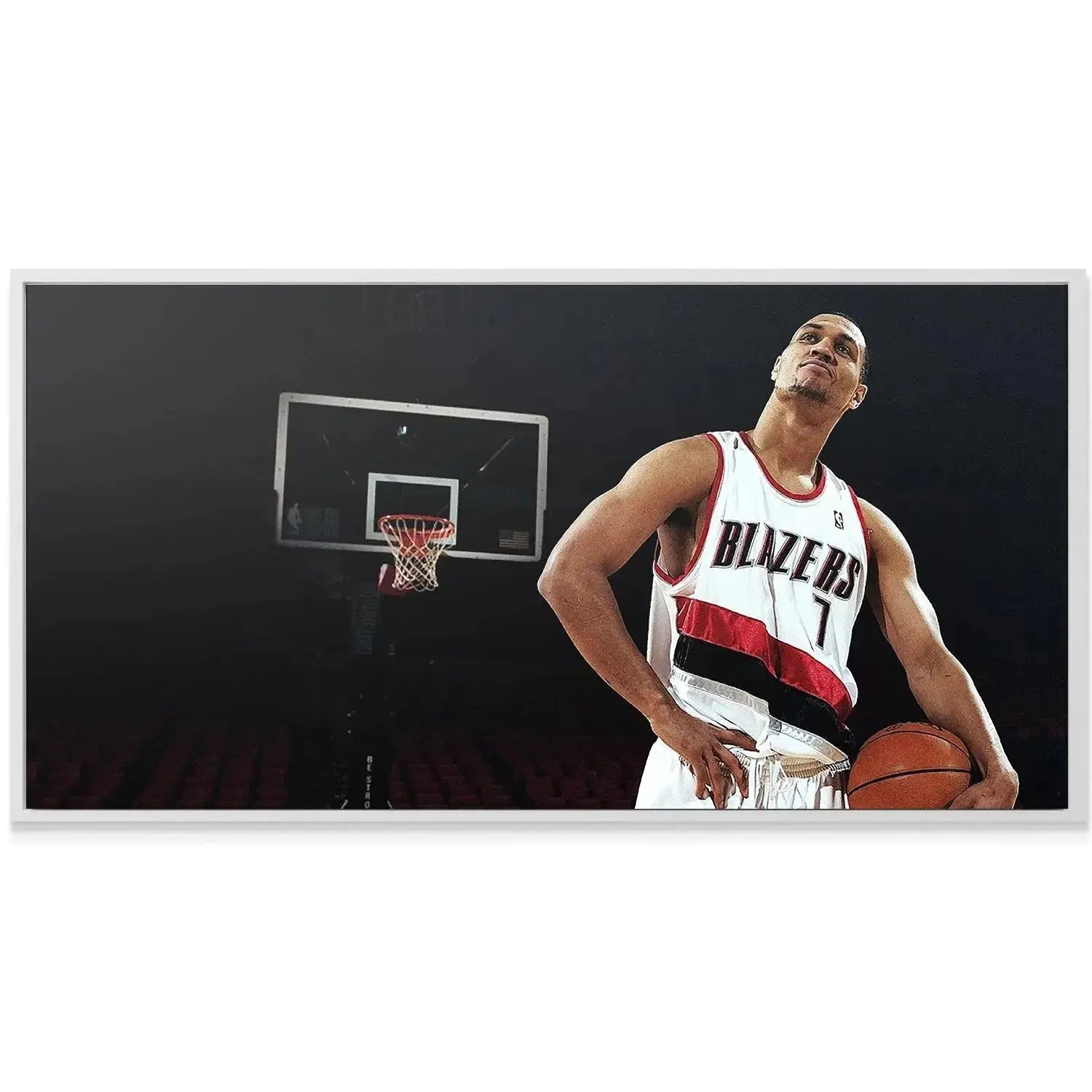 Detailed shot of Brandon Roy - Look Up highlighting the #7 Blazers jersey texture and uniform stitching.