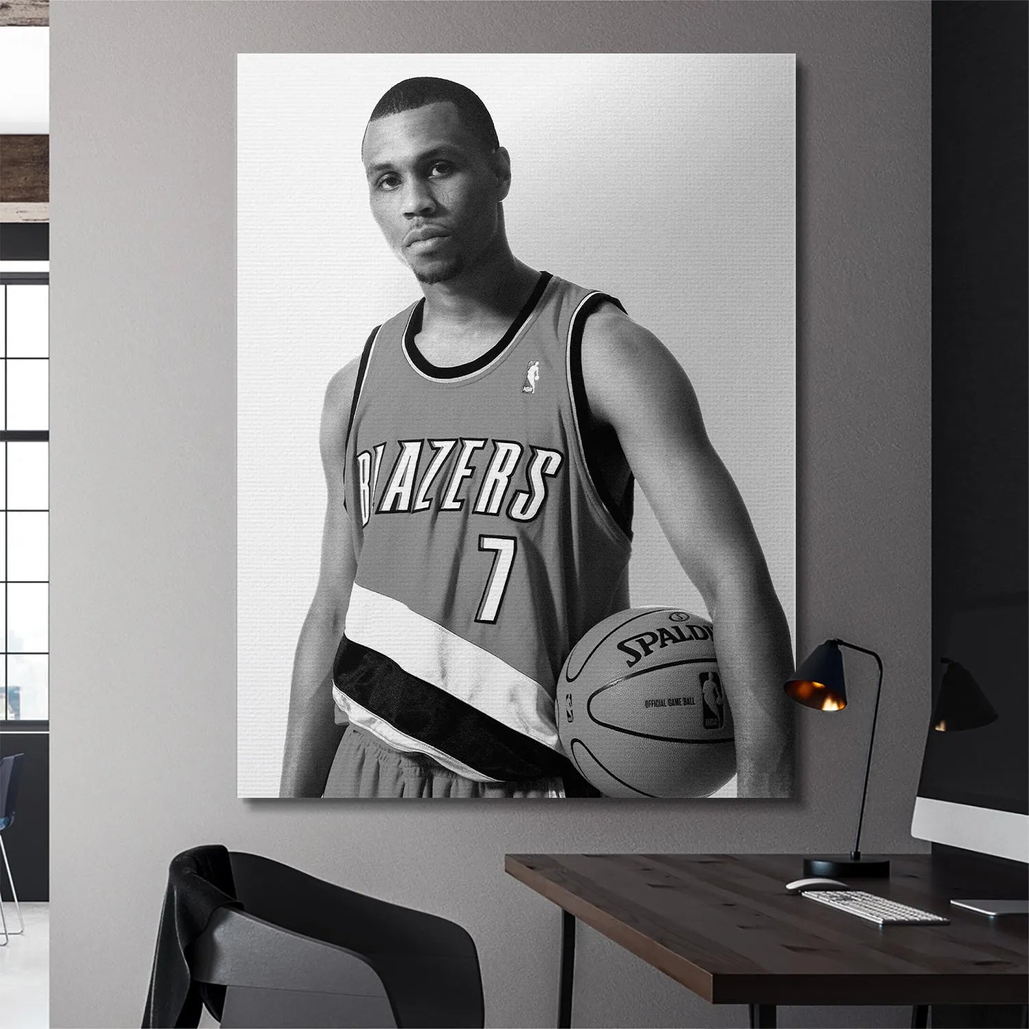 Brandon Roy - Serious, close view of the Spalding NBA Official Game Ball texture.