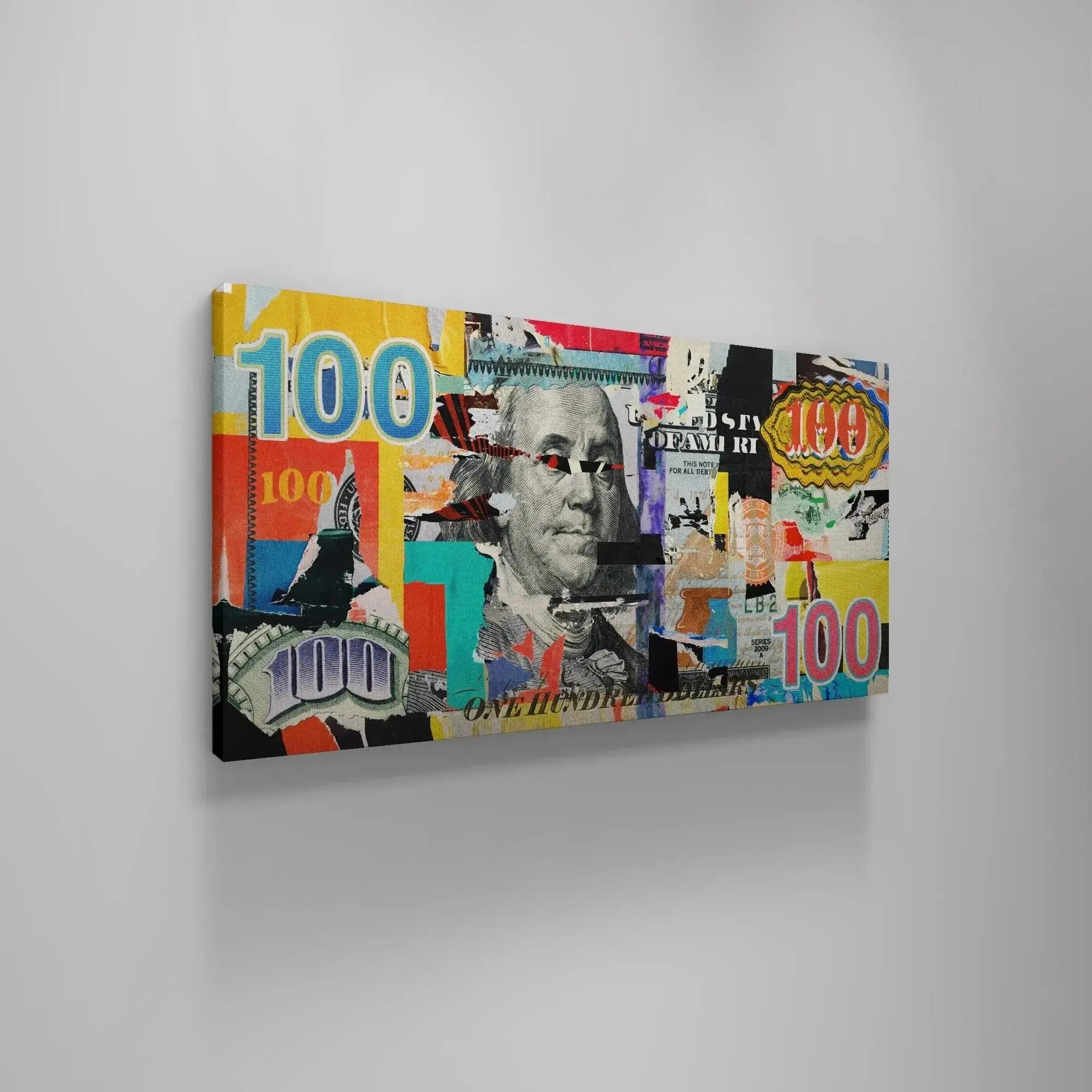 Corner view highlighting the stretched canvas frame of the large format Break The Bank wall art.