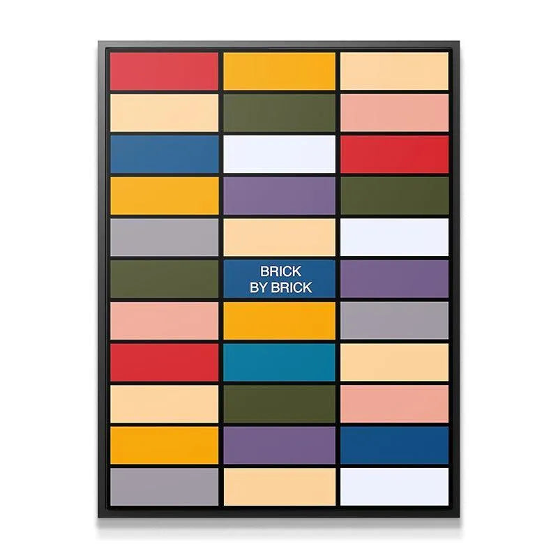 Full vertical view of the abstract 'Brick by Brick' grid art print showcasing 30 rectangular colors.
