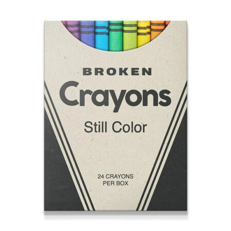 Product shot of the 'Broken Crayons Still Color' box on a white background, highlighting the 24 count.