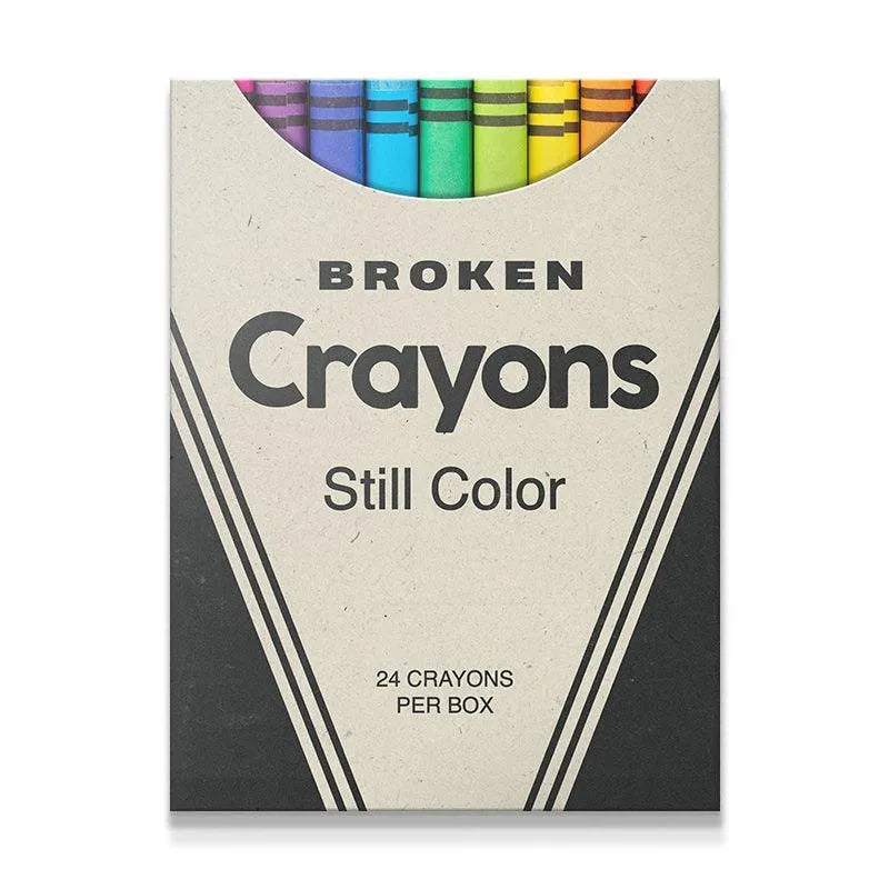 Product shot of the 'Broken Crayons Still Color' box on a white background, highlighting the 24 count.