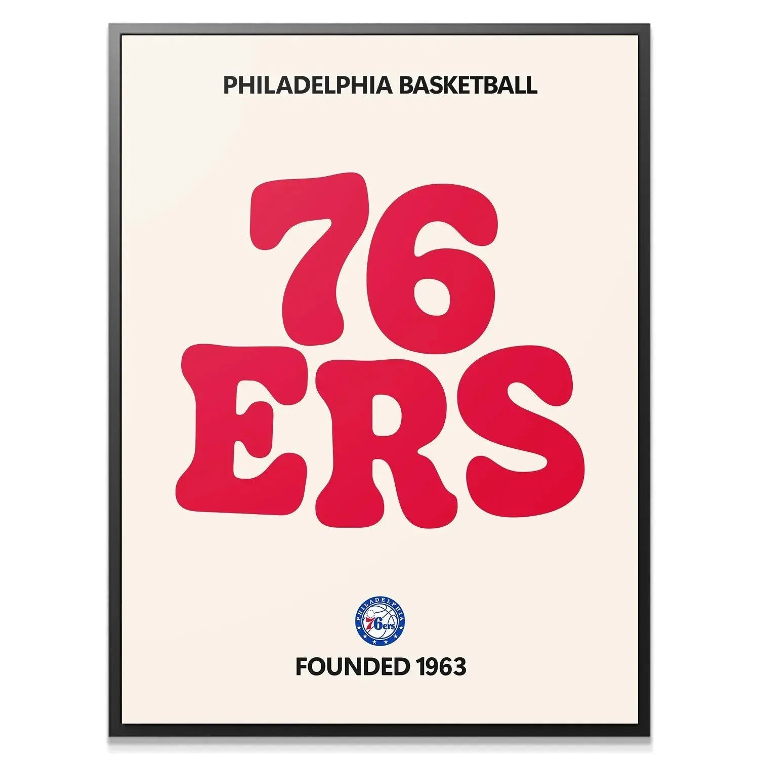 Close-up detail shot focusing on the bubbly red texture of the "76" typography in the 'Broken Text - 76ers' design.