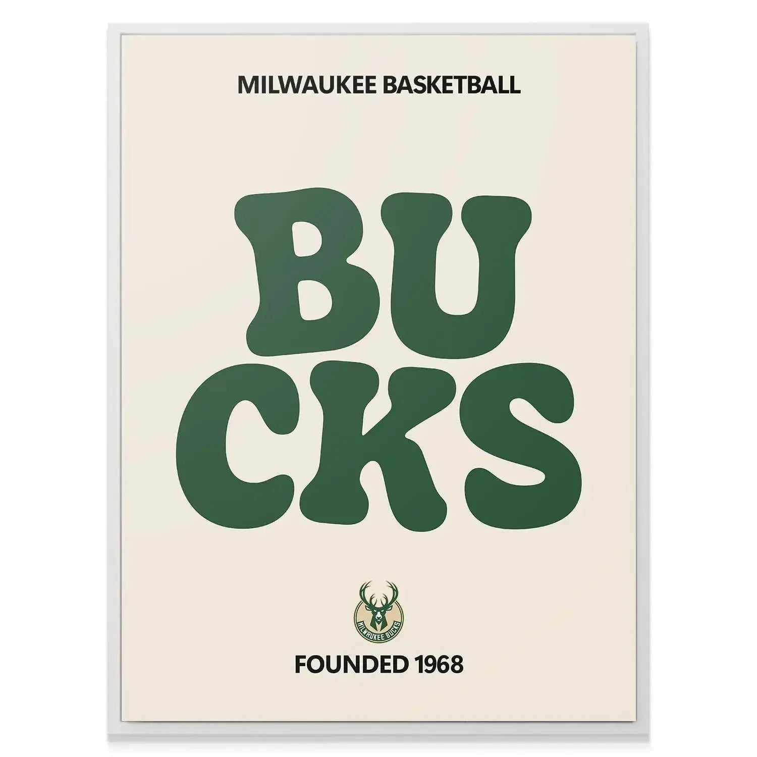 Corner detail of the poster showing the 'MILWAUKEE BASKETBALL' header above the main 'Broken Text - Bucks' graphic.