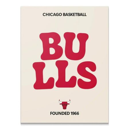 Full view of the 'Broken Text - Bulls' poster, showcasing the cream background and bold red split lettering.