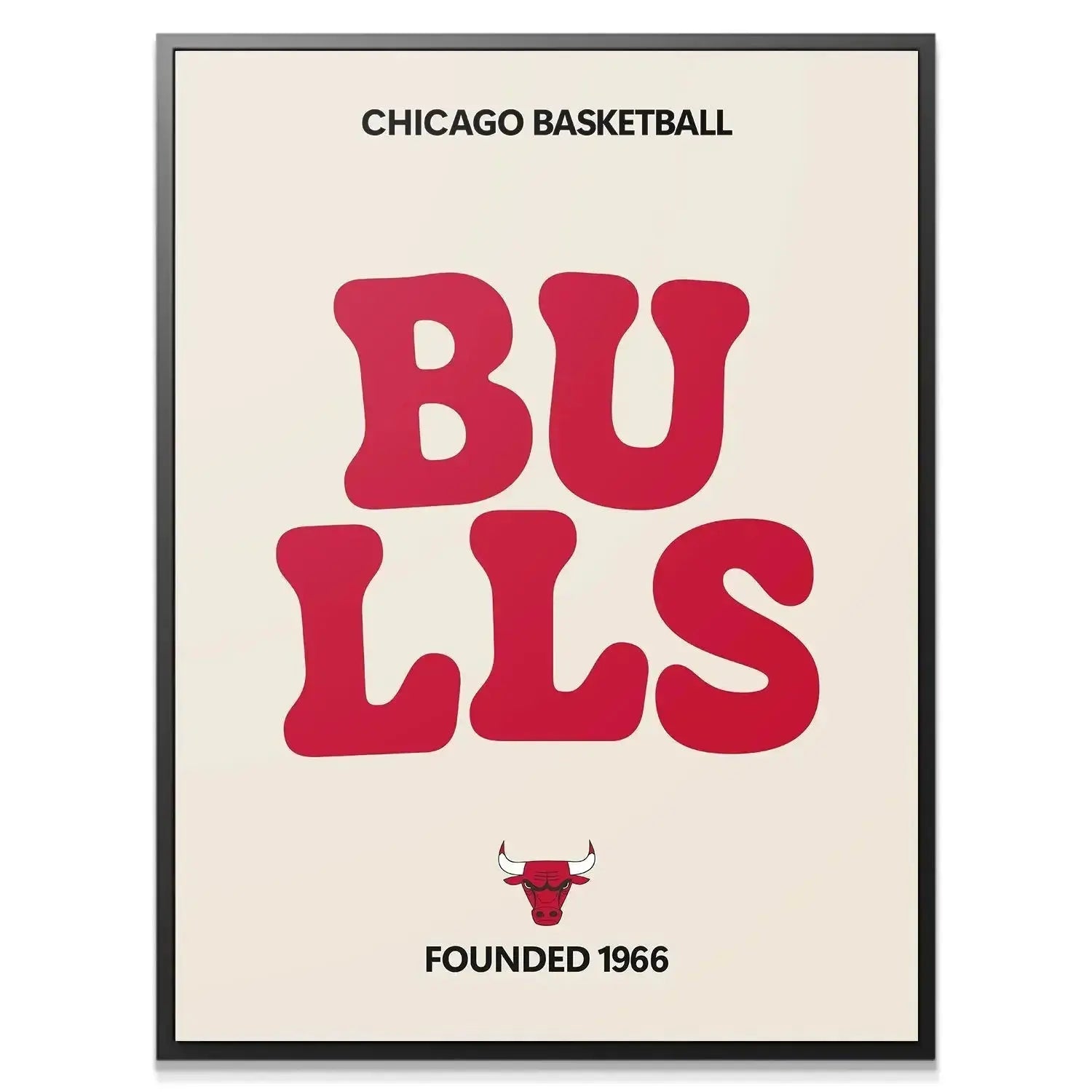 Close-up detail of the rounded typography used in the 'Broken Text - Bulls' graphic design art print.