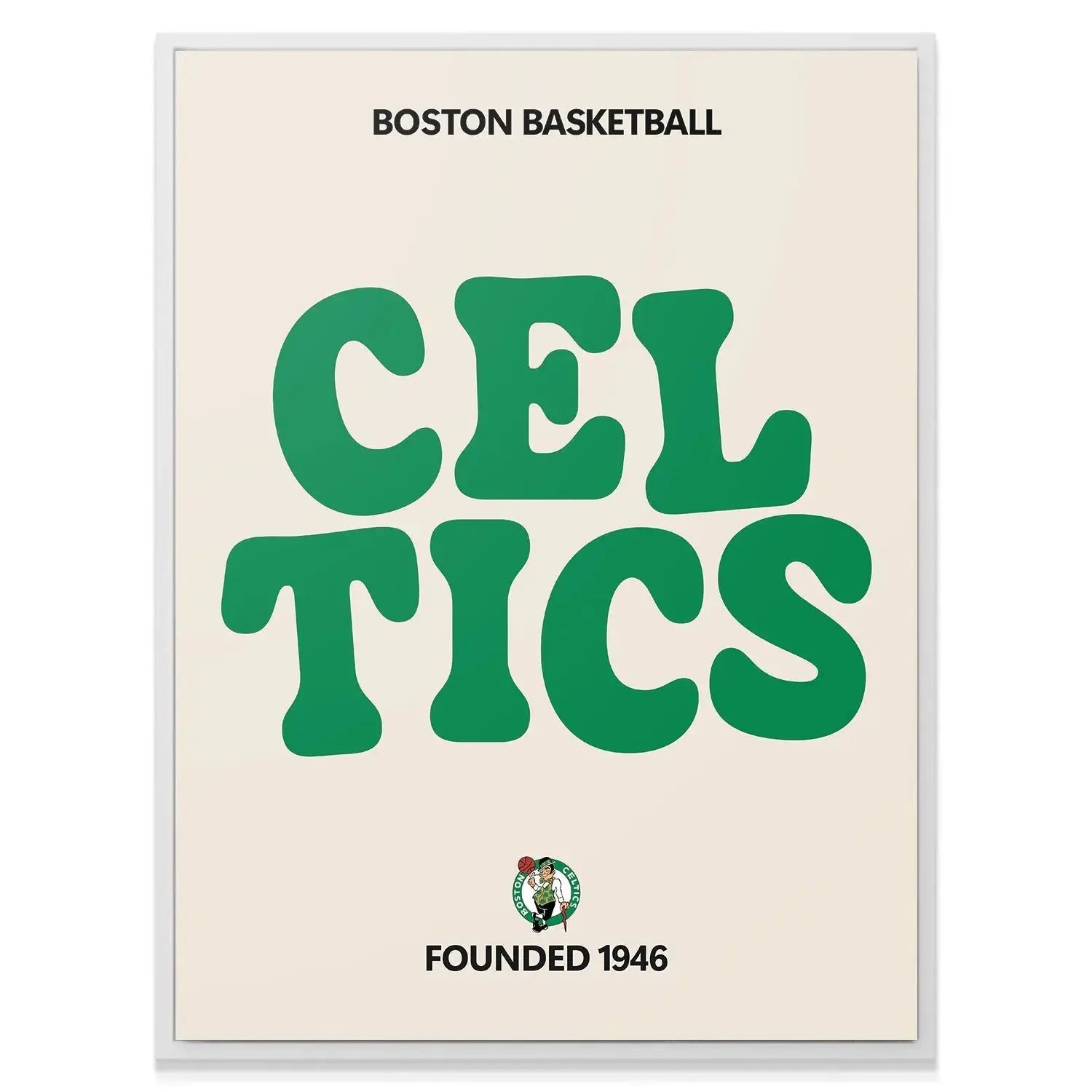 Slightly angled perspective view of the 'Broken Text - Celtics' poster showing edges and dimension.