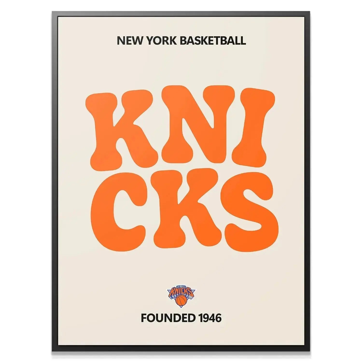 Close-up detail showing the rounded texture of the 'KNI' letters in the Broken Text - Knicks print.