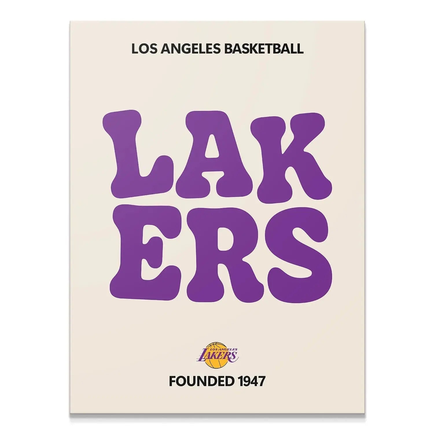 Full view of the vibrant purple and cream 'Broken Text - Lakers' poster art.
