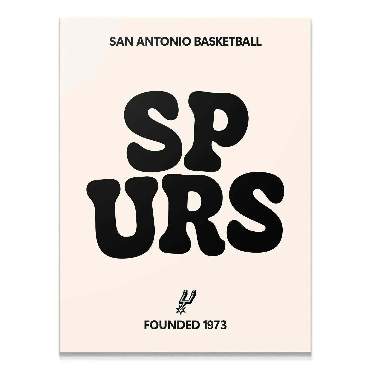 Full frontal view of the 'Broken Text - Spurs' poster highlighting the vintage cream and black design.